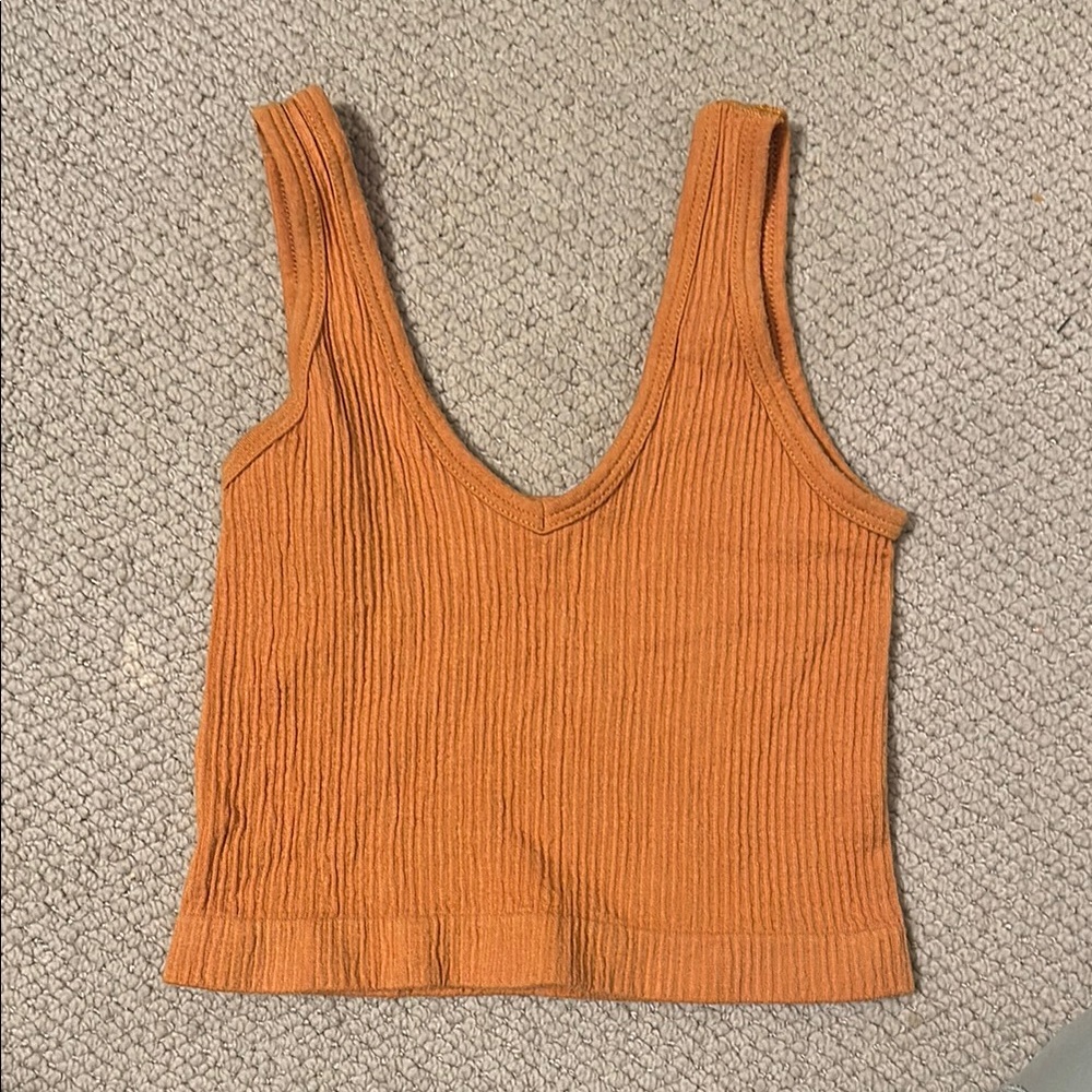 Urban Outfitters Orange Sleeveless Ribbed Crop Top